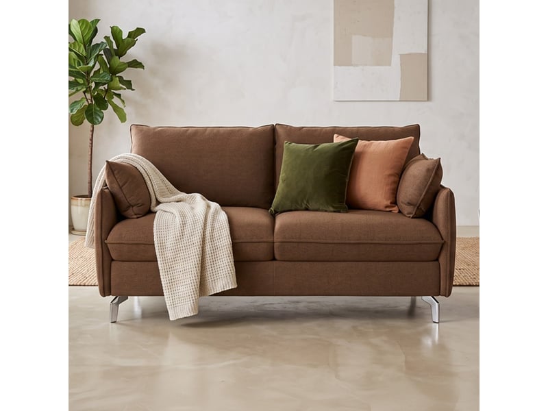  Canapé droit convertible 3 places en tissu chenille moka - ouverture express - astoria Astoria - Conforama B