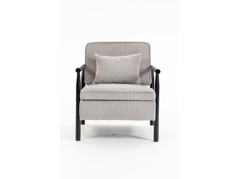  Fauteuil de salon moderne 83x66x73cm - coffre de rangement intégré, coussin lombaire amovible et structure en bois massif - velours côtelé - gris  - Conforama A