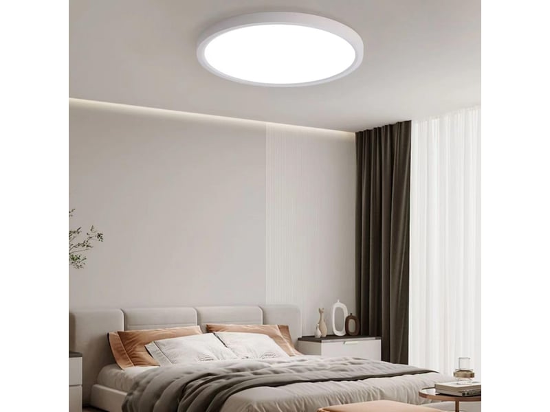  Plafonnier led rond ultra-plat 54 w, 4000 k, ø 50 cm, blanc  - Conforama B