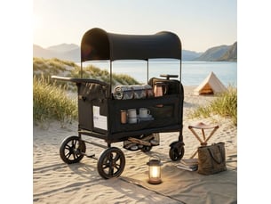 Poussette double enfant pliable 6 à 48 mois 122 x 66 x 122 cm – noir – 5 points, canopy et plateau