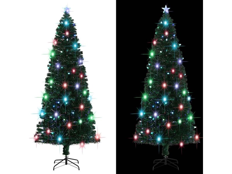  Arbre de noël, décoration de noël pré-éclairé avec support et led 240 cm fibre optique cf61748  - Conforama C