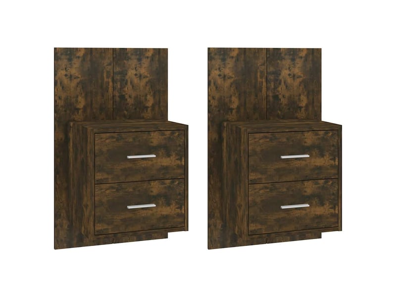  Lot de 2 tables de chevet - cabinet de chevet - table de nuit murales chêne fumé  - Conforama A