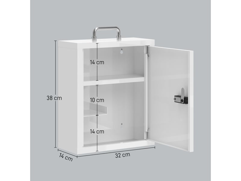  Armoire à pharmacie murale avec serrure à combinaison, 3 niveaux, armoire de premiers secours verrouillable en acier, blanche  - Conforama E