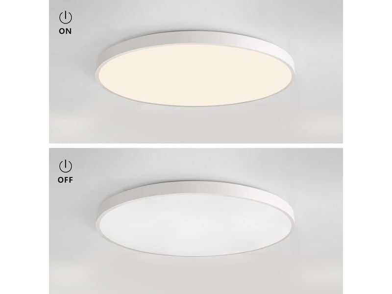  Plafonnier led 54 w plat et rond blanc ø 50 cm | luminaire moderne blanc naturel 4000 k.  - Conforama D