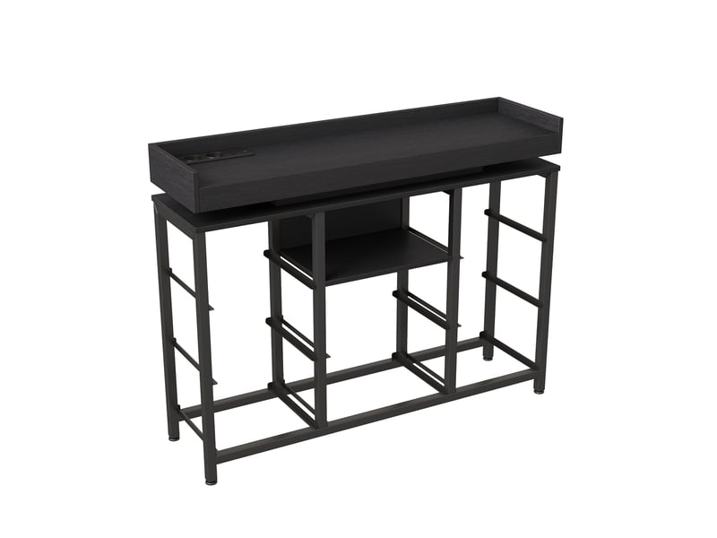  Commode chambre, 8 tiroirs, led rgb et station de charge, meuble de rangement 108x30x82 cm, métal et tissu, style industriel moderne, noir  - Conforama D
