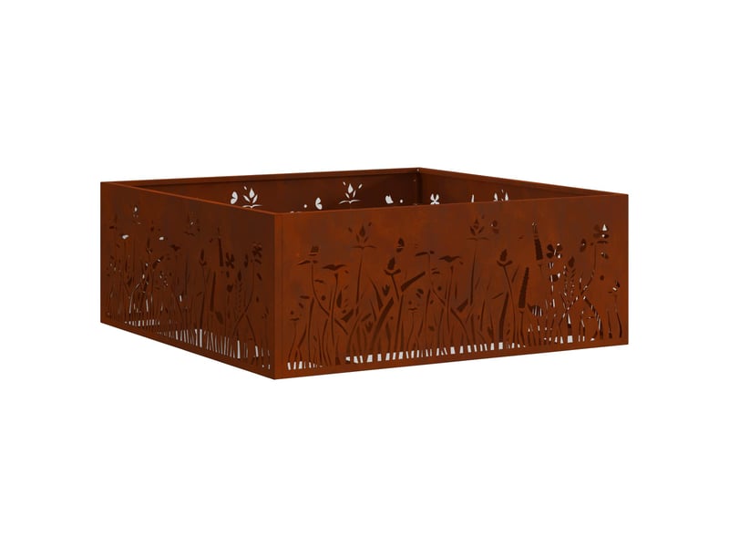  Brasero exterieur, foyer rouillé 80x80x30 cm acier patiné  - Conforama A