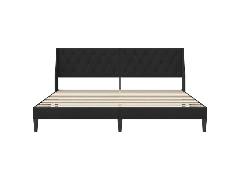  Lit double- lit adulte -  cadre de lit avec tête de lit noir 200 x 200 cm velours  - Conforama C