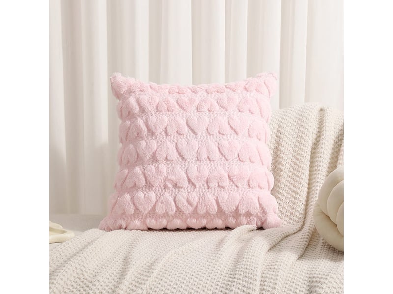  Housse de coussin décorative carrée 45 x 45 cm rose  - Conforama C