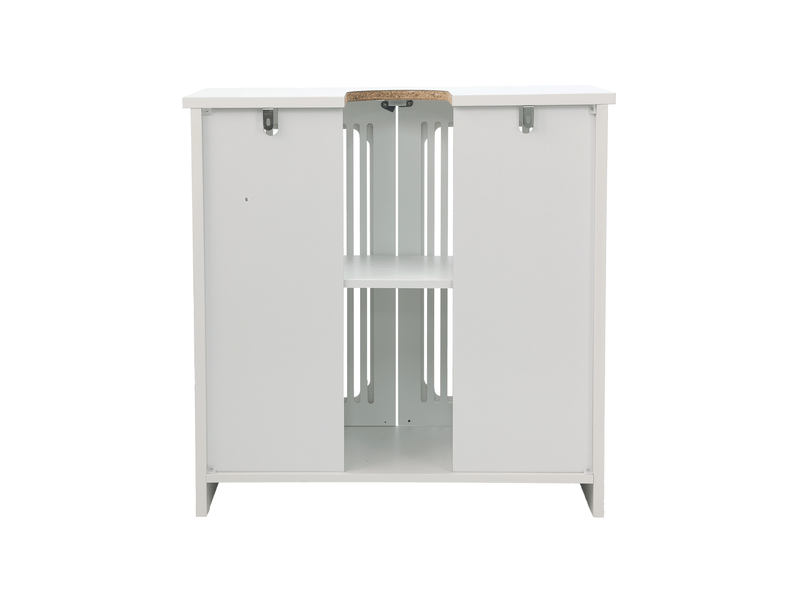  Meuble sous lavabo 60x30x60 cm portes doubles à lamelles mdf et panneau de particules blanc  - Conforama A