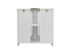 Meuble sous lavabo 60x30x60 cm portes doubles à lamelles mdf et panneau de particules blanc