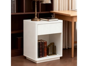 Table de chevet,55x40x63,5 cm,tiroir et niche,mdf,blanc