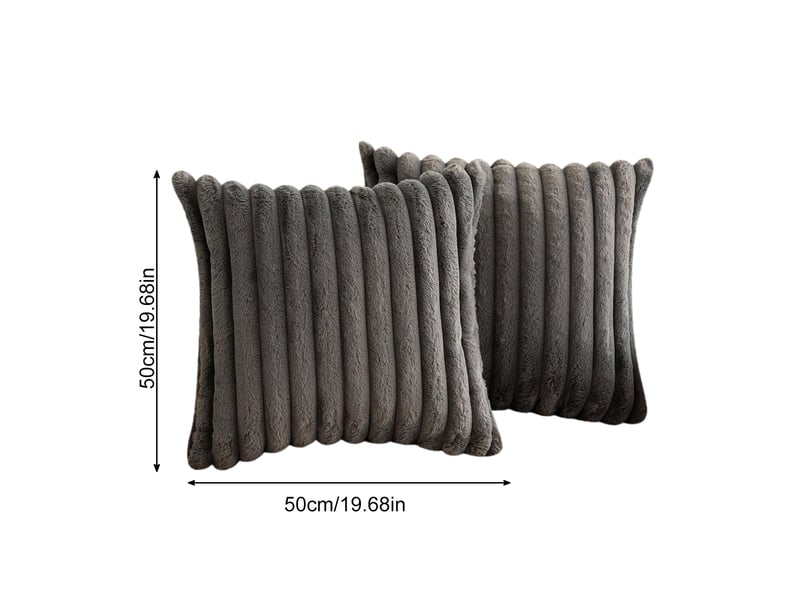 Lot de 2 housses de coussin 50 x 50 cm peluche gris chicfurn - Conforama C