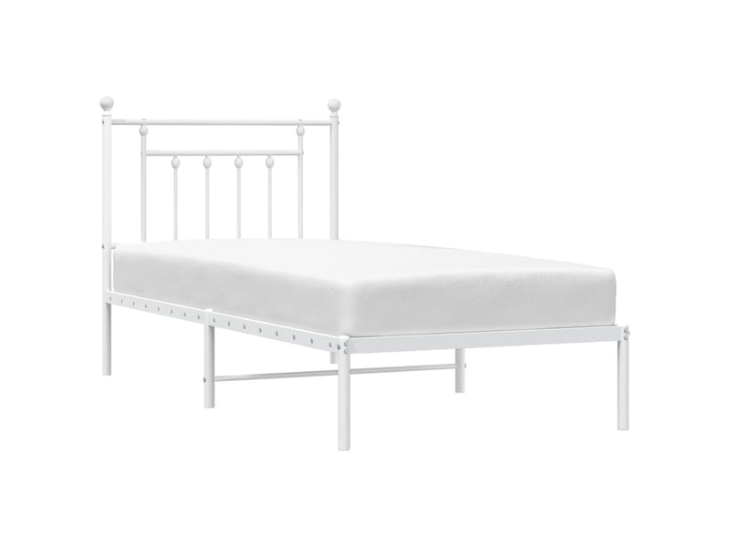 Lit simple- lit adulte -  cadre de lit métal sans matelas avec tête de lit blanc 80x200cm  - Conforama D