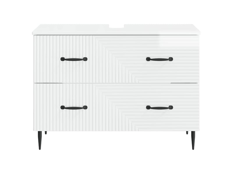  Meuble sous lavabo de salle de bain haarlem blanc brillant cf64886  - Conforama D