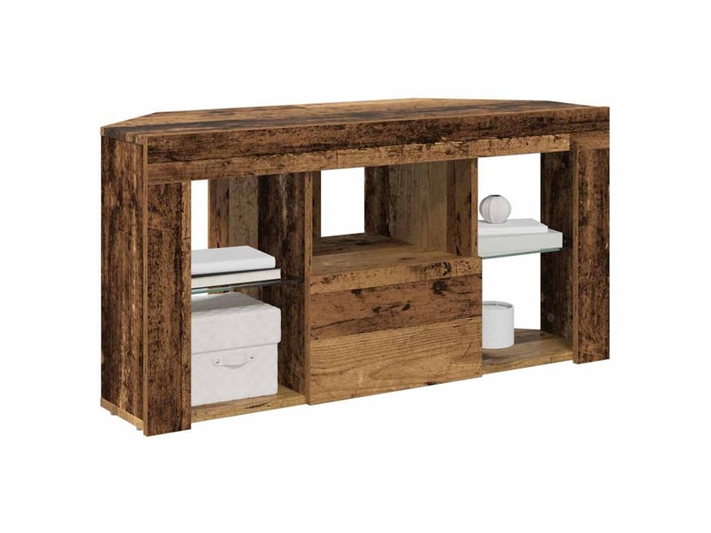 Meuble tv led d'angle 100x40x50 cm bois ancien - Conforama C