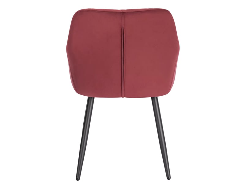  Chaise de salle à manger avec accoudoirs rouge en velours, assise rembourrée et pieds en métal, 1 pièce  - Conforama D