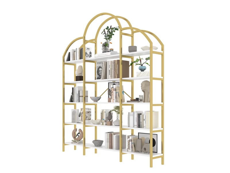  Étagère 5 niveaux blanc et or design nuage métal mdf bibliothèque 190 cm  - Conforama A