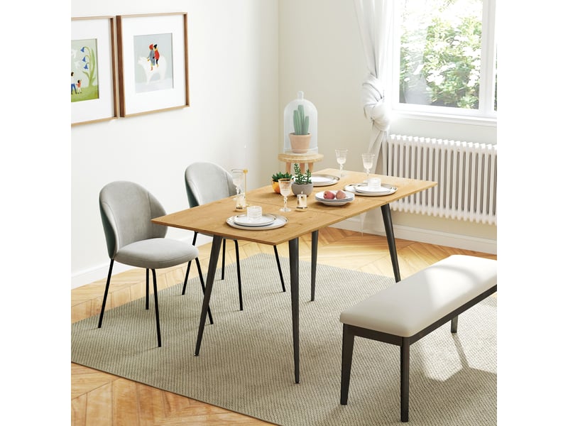  Table de salle à manger extensible, table pouvant accueillir de 6 à 8 personnes, table de cuisine avec pieds en acier massif  - Conforama C