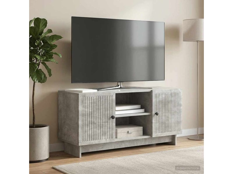 Meuble tv - banc tv - meuble de rangement 102 x 34,5 x 50 cm gris béton bois d'ingénierie  - Conforama D