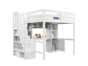 Lit mezzanine 140x200 cm <strong>DZMDIP</strong> <strong></strong> coloris blanc