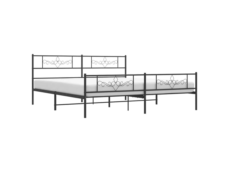  Lit double- lit adulte -  cadre de lit métal sans matelas avec pied de lit noir 200x200cm  - Conforama C