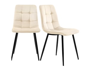 Chaise de salle à manger 44x46x86 cm lot de 4 en velours beige, dossier élevé