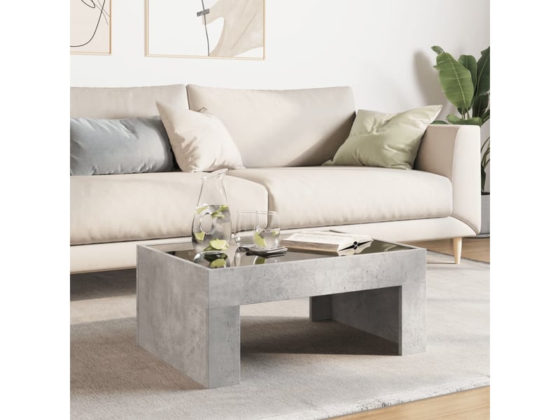  Table basse - table de salon - table à thé avec led infini gris béton 70x50x30 cm  - Conforama D