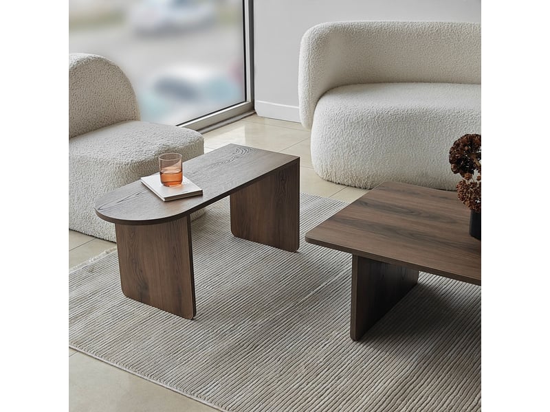  Set de 2 tables basses modernes en bois paris - noyer  - Conforama E