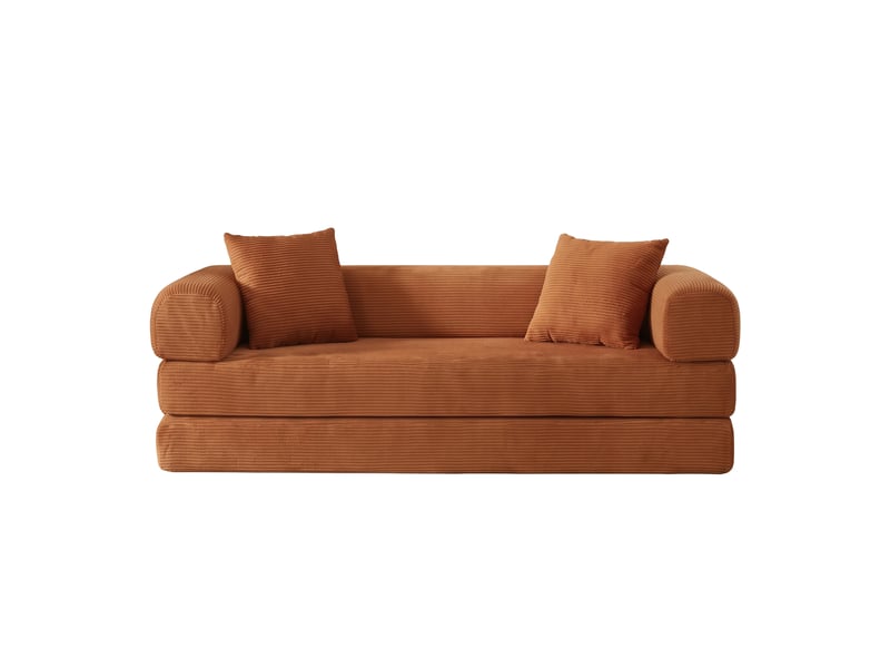  Canapé droit convertible ,2 places,pour le salon, la chambre ou les appartements,195 x 89 x 59 cm,couleur orange  - Conforama A