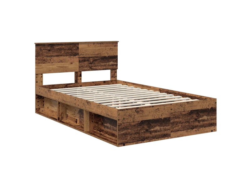  Lit double- lit adulte -  cadre de lit bois ancien 120 x 190 cm bois d'ingénierie  - Conforama C