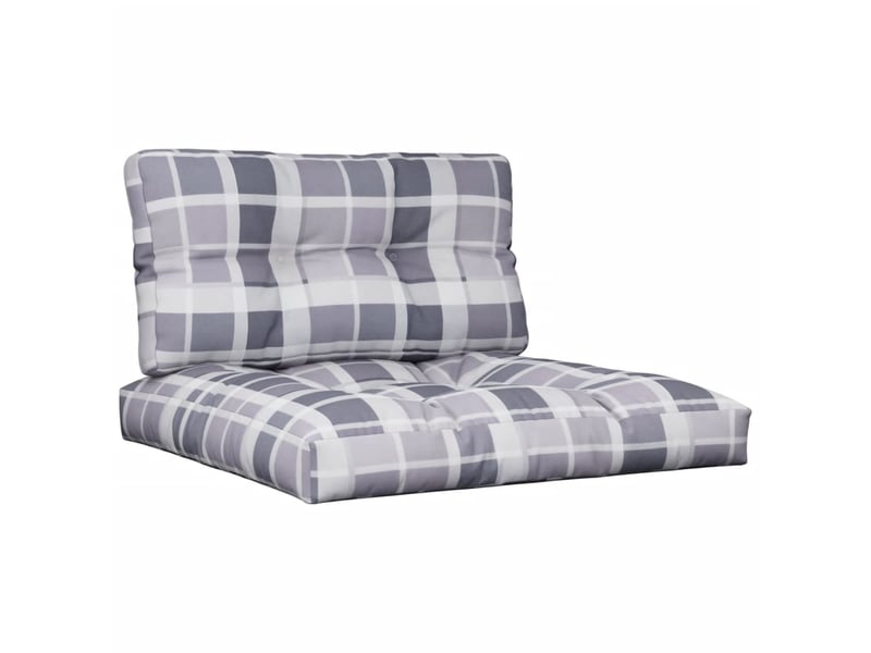  Lot de 2 coussins de palette, coussins de canapé motif à carreaux gris tissu cf59544  - Conforama A