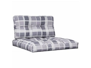 Lot de 2 coussins de palette, coussins de canapé motif à carreaux gris tissu cf59544