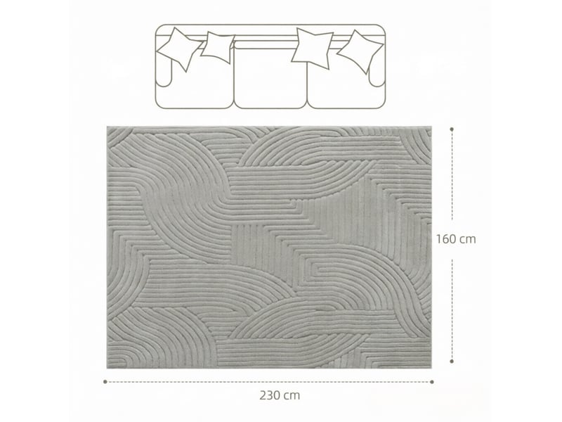  Tapis de salon géométrique gris 230 x 160 cm en polyester, relief jacquard doux et antidérapant moderne  - Conforama C
