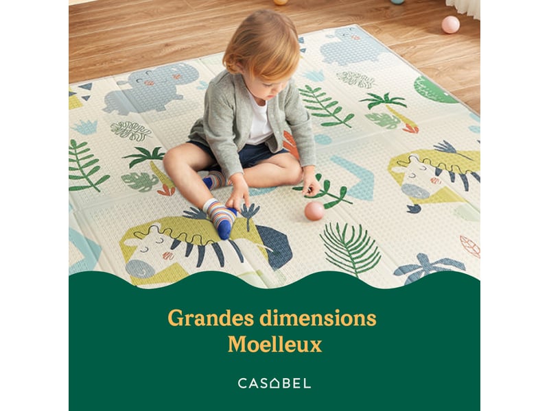  Casabel tapis d'éveil bébé évolutif 180x150cm, tapis bébé pliable et imperméable avec motifs dinosaures  - Conforama B