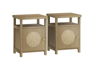 Lot de 2 tables de chevet étroite table d'appoint compartiment ouvert placard finition en rotin, marron 40 x 35 x 55 cm