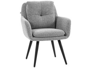 Fauteuil en tissu aspect lin avec pieds en métal, gris clair, 65 x 72 x 86 cm