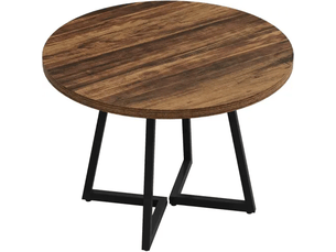 Table de cuisine industrielle 2 à 4 personnes - bureau polyvalent en mdf et métal noir marron rustique 80 cm