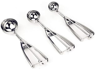 Lot de 3 cuillères sphériques différentes tailles: s 4cm,m 5cm et l 6cm-cuillère à glace pour crème glacée,pâte à gâteau,melon