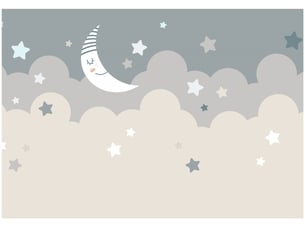 Papier peint panoramique intissé nuages lune gris - 250x175 cm - papier peint enfant