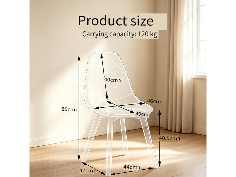  Lot de 8 chaises de salle à manger style patchwork en tissu avec structure en bois et métal, ergonomiques, gris multicolore  - Conforama E