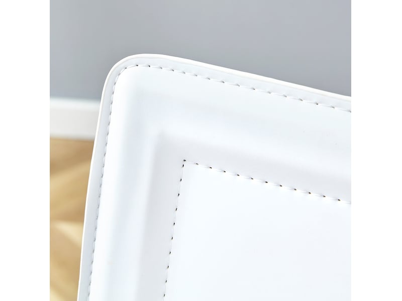  Lot de 2 chaises de salle à manger h102 cm, métal argenté, chaise cuisine, dossier géométrique, style contemporain, pu blanc  - Conforama E
