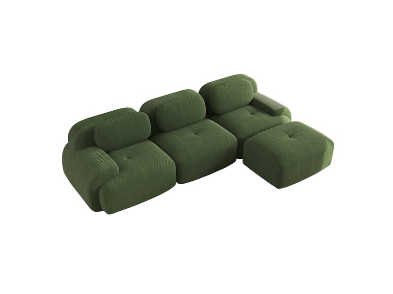 Canapé d'angle, canapé modulable, en velours tricoté, vert, sans montage, sans structure, chambre, pour salon - Conforama B