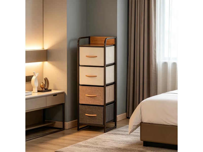  Commode modèle slim, armoire polyvalente, meuble fonctionnel et étroit de rangement  - Conforama B