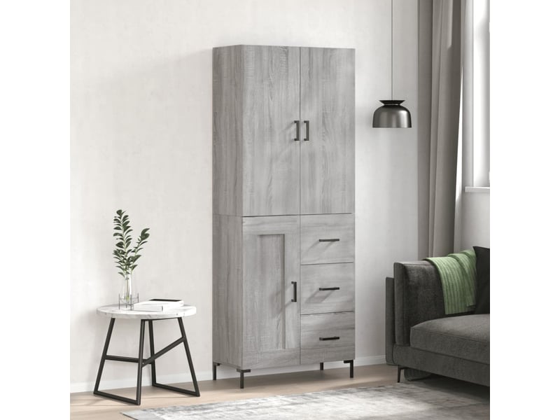  Buffet haut - bahut - meuble de rangement sonoma gris 69,5x34x180 cm bois d'ingénierie  - Conforama B