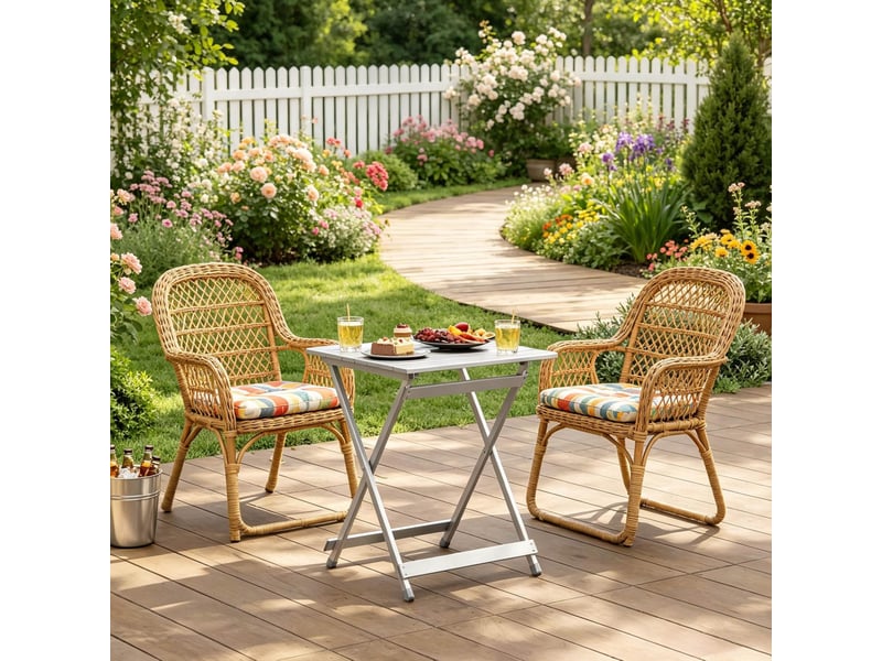  Table de jardin pliante extérieure en aluminium argenté 47x50,5x59,5 cm  - Conforama D