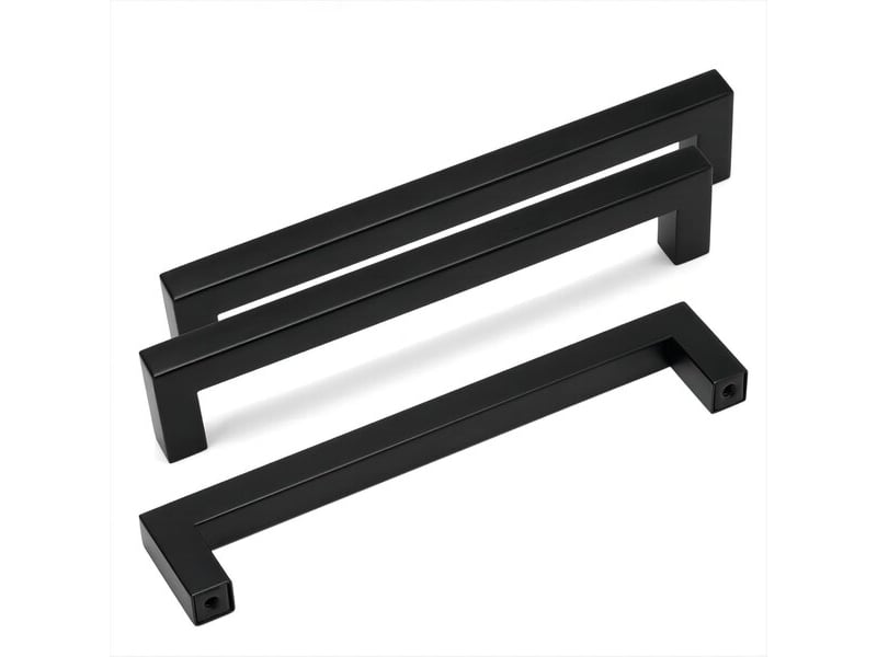 Jeu de 15 poignées en acier inoxydable noir de 128 mm, poignées pour portes, cuisine et meubles avec vis - Conforama A