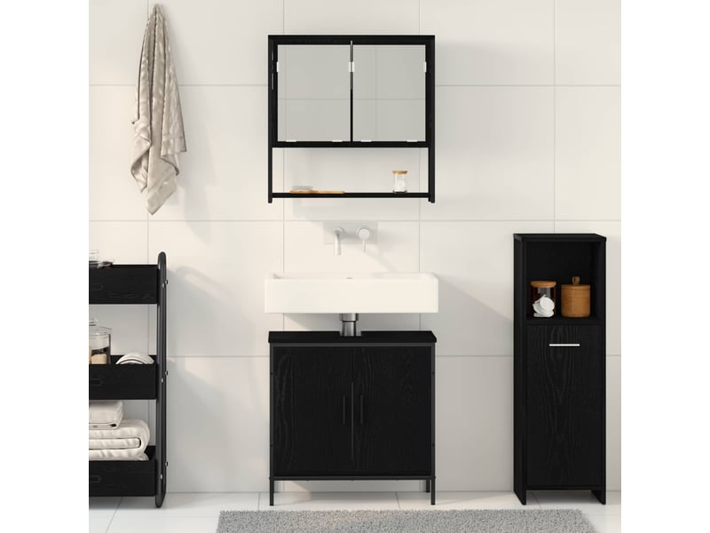  Ensemble de mobilier de salle de bain 2 pc noir 60 x 30 x 60 cm cf64182  - Conforama D