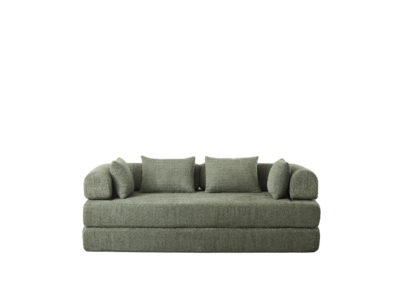 Canapé droit 4 en 1 en tissu chenille, dossier réglable, 4 configurations, sans montage, granulés antidérapants 4 coussins - Conforama A