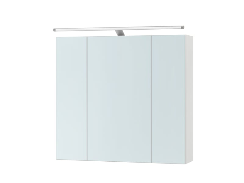 Armoire murale pour salle de bain, 3 portes miroir, avec éclairage, étagères ajustables, 15 x 60 x 55 cm, blanc - Conforama A