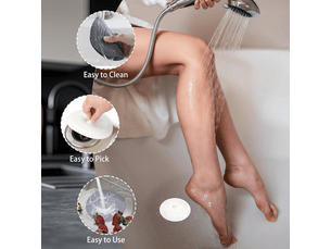 Grand bouchon de vidange en silicone blanc — adapté aux douches, baignoires et éviers — 1 pièce